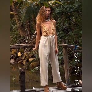 NWT- Macra Spirit Adjustable Boho Halter Jumpsuit